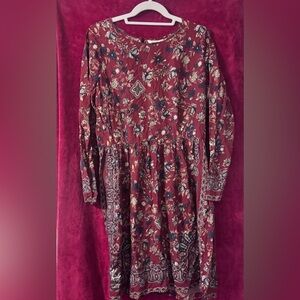 Lucky Brand Burgundy Floral Dress
